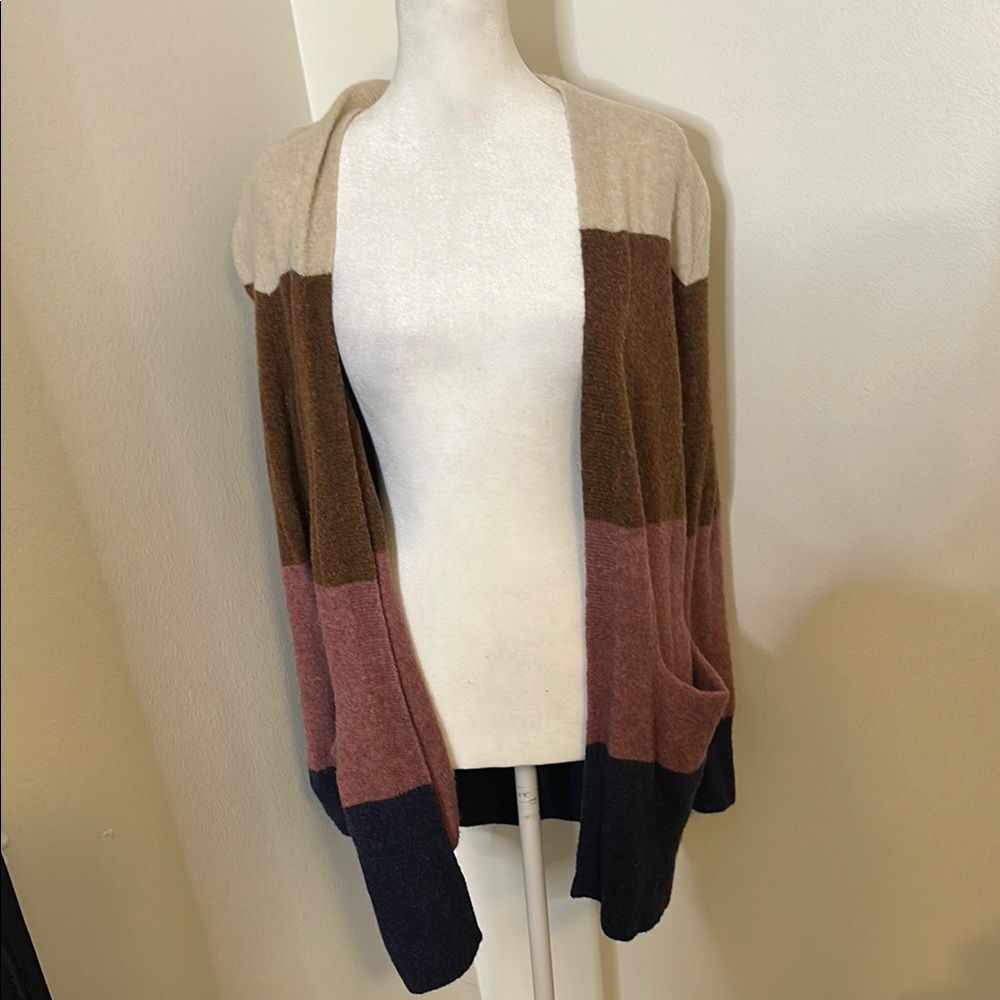 Madewell Cream and Brown Cardigan Sweater